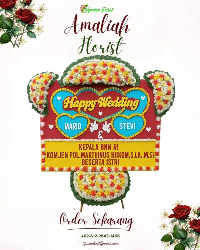 Karangan Papan Bunga Pernikahan di Kesamiran